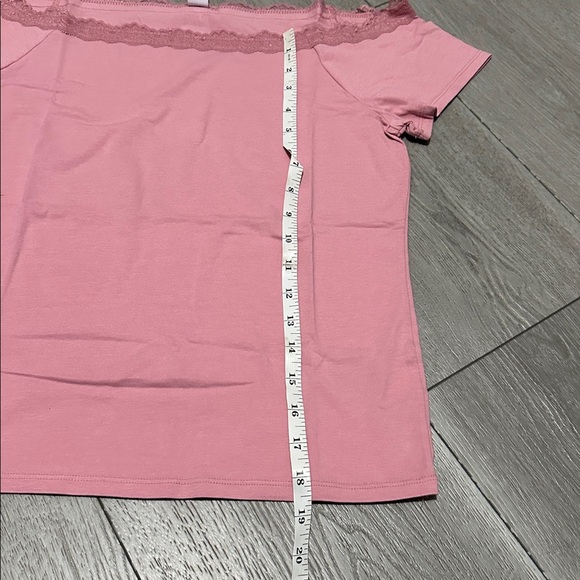 NWT Old Navy  Pink Lace off the shoulder Tee size Large - Picture 12 of 13